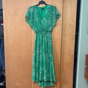 DKNY Green Floral High-Low Dress